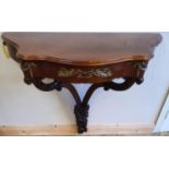 A 19th Century Mahogany wall mounted Hall Table with ormolu mounts. W 106 X D 48 X H 90 cms.