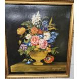 An Oil on Board. Still Life of Flowers. Signed W Gerrans. 45 x 50 cms approx.