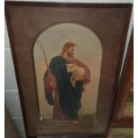 A 19th Century Coloured Engraving of Jesus. 22 x 46 cms. approx.