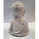 A large Plaster Bust of a Boy. Signed Verso.