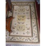 An unusual Rug with astec design.187 x 130 cms.