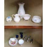 A nice quantity of items to include Belleek etc.Largest H 17.5 cms.