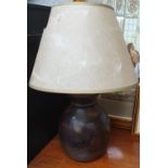 A hard wood Table Lamp.H 35 cms.