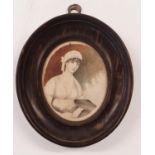 A Miniature Watercolour of a young Woman along with another miniature.
