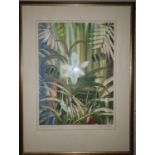 A 20th Century Oil on Paper 'Jungle Orchid' by Beryl Maile and signed in Margin.