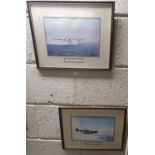 A pair of Coloured Prints of Aircraft 25.5 x 16.5 cms approx along with a 20th Century Oil on
