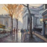 Norman Teeling Oil On Board of College Green, Dublin. Signed LL. 50 x 60 cms.