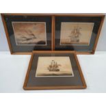 Three 19th Century Watercolours of Sailing Ships. 20 x 15cm.