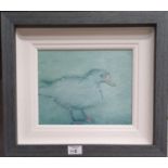 Con Campbell born 1949. 'Duck'. An Oil on Board. Framed size 40 x 35 cms approx.