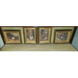A set of four Coloured Prints of hens in good gilts frames.
