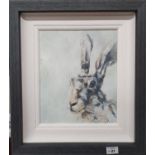 Con Campbell. Born 1949. 'Irish Hare' Oil on Board. Framed size 45 x 40 cms approx.