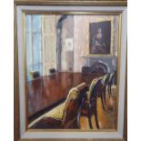 Ivan Sutton Oil On Board 'The Dinning Room Table' Humewood Castle, Kiltegan, Co.Wicklow 1999.