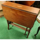 An Edwardian Mahogany Sutherland Table with shell inlay. 83 x 68 .5 x H 69 cms approx.