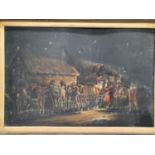 A 19th Century possibly earlier English Oilograph on Canvas of a coaching scene.