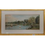 A Watercolour of a River Scene by A Maherly. Signed LR. 51x25cm.
