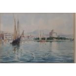A 20th Century Watercolour of Yachts in a harbour.24 x 16 cms.