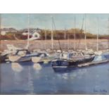 A large Oil On Board by Ivan Sutton 'New Marina Kilmore Quay Summer 1998',entitled verso and