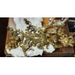 A quantity of Brass items to include a pair of lions feet for furniture.