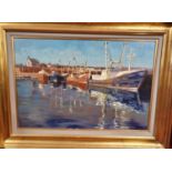 Ivan Sutton Oil On Board 'Evening Sun Kilmore Quay Harbour' 1999.Signed LR and inscribed verso.