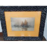 A 19th Century Pencil and Watercolour of Yachts with bm 850 on one sail. 23 x 14 cms approx.