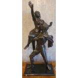 A Fantastic Bronze Figure of a Roman holding/catching a semi naked Maiden. On a marble base. 93 x 43