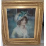 A 19th Century English school Pastel. Study of a young girl, half length wearing a head scarf.