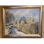Clive Madgwick English 1934 - 2005 Oil on Canvas Snowy Day at the Tower of London signed lower left.