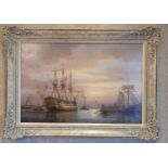Francis S Smitheman 1927 - 2016, English 20th Century Oil on Canvas ''HMS Victory'' signed lower