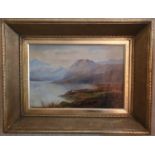 G H Reeves 19th Century oil on Canvas, Lake landscape with a shepard and sheep. Signed lower right