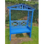 A lovely Timber Seat with roof. 190 x 140 cms approx.