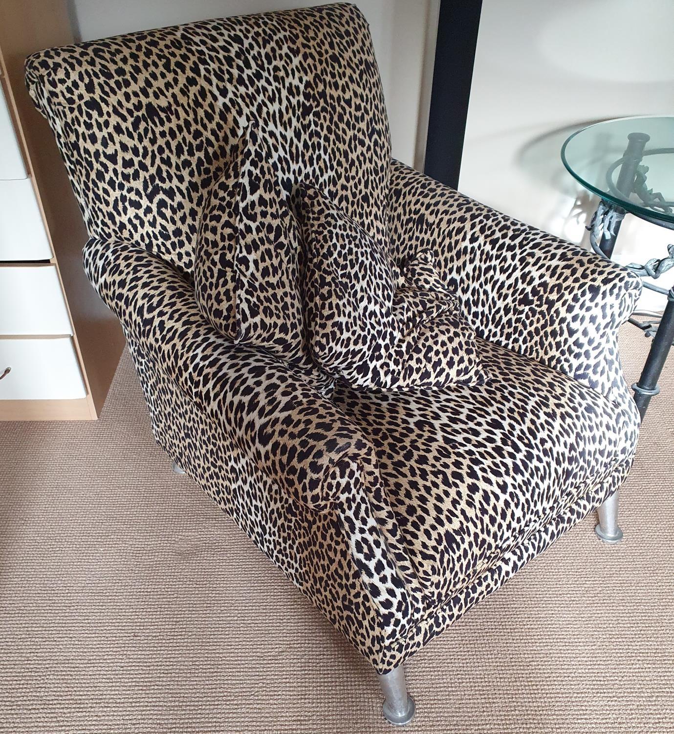 A good pair of Retro style Arm Chairs with Leopard skin style fabric.