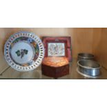 A pair of Silver Plated Coasters along with other items.