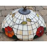 A Galle style stained Glass Shade. 56 x 42 cms approx.