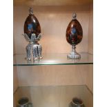 Two Silver Plated Centrepieces with Tortoiseshell style glass. Tallest being 26 cms high. approx.