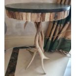 Withdrawn. A lovely pair of antler Side Tables with metal top 68 cm x 50 cm in diameter.