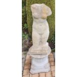 A good reconstituted Stone Classical Sculpture on plinth base. 120 cms high approx.