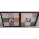 A pair of decorative Pictures. 79 cms square approx.