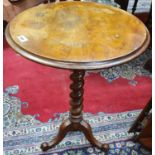 A 19th Century Walnut Wine Table. D 45 x H 66 cm approx.