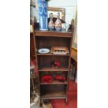 A good early 20th Century Oak open Bookcase of narrow proportions. 38 x 16 x H 118 cm approx.