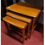 A retro teak Nest of three G Plan style Tables, the largest one in size: 52cm wide x 45cm deep x