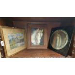 An unusual Plaque of a Horse, a nice Wall Mirror along with a Watercolour.