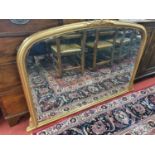 A good Gilt arched Overmantel with bevelled glass. W 128 x H 92 cm approx.