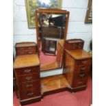 A Mahogany Dressing Chest with mirror. W 138 x D 50 x H 160 cm approx.
