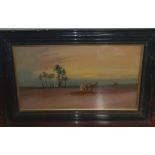 Two early 20th Century Oils on Board, Egyptian style of Desert scenes. 37 x 62 cm approx.