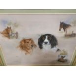 A Watercolour and Collage Pastel of Animals by Jane Evers. Signed LL. 49 x 62 cm approx.