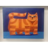 Graham Knuttel 'Tabby Cat' Oil On Canvas. Framed size 40 cm x 30 cm approx.