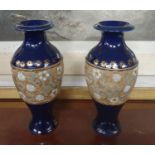 A good pair of 19th Century Doulton Lambeth Salt Glaze Vases. H 26 cm approx.