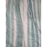 A pair of green striped Curtains, recently dry cleaned. Each curtain is 80' drop x 12' 10' wide.