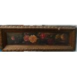 A 19th Century Oil on Canvas of Roses. 19 x 81 cm approx.