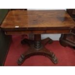 A Fantastic Regency Rosewood Irish Foldover Card Table with hairy paw feet. W 92 X D45 X H 73cms